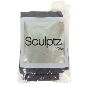 Sculptz By Silkies Tuxedo Ribbed Shaping Tights Medium Gray Nylon Spandex